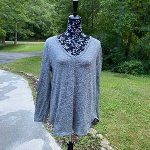 Faded Glory Women's V-Neck Long Sleeve Gray Marled Top Size 1X (16W)